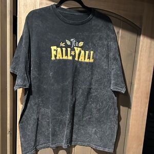 Black Bleached Tee with Fall Graphics